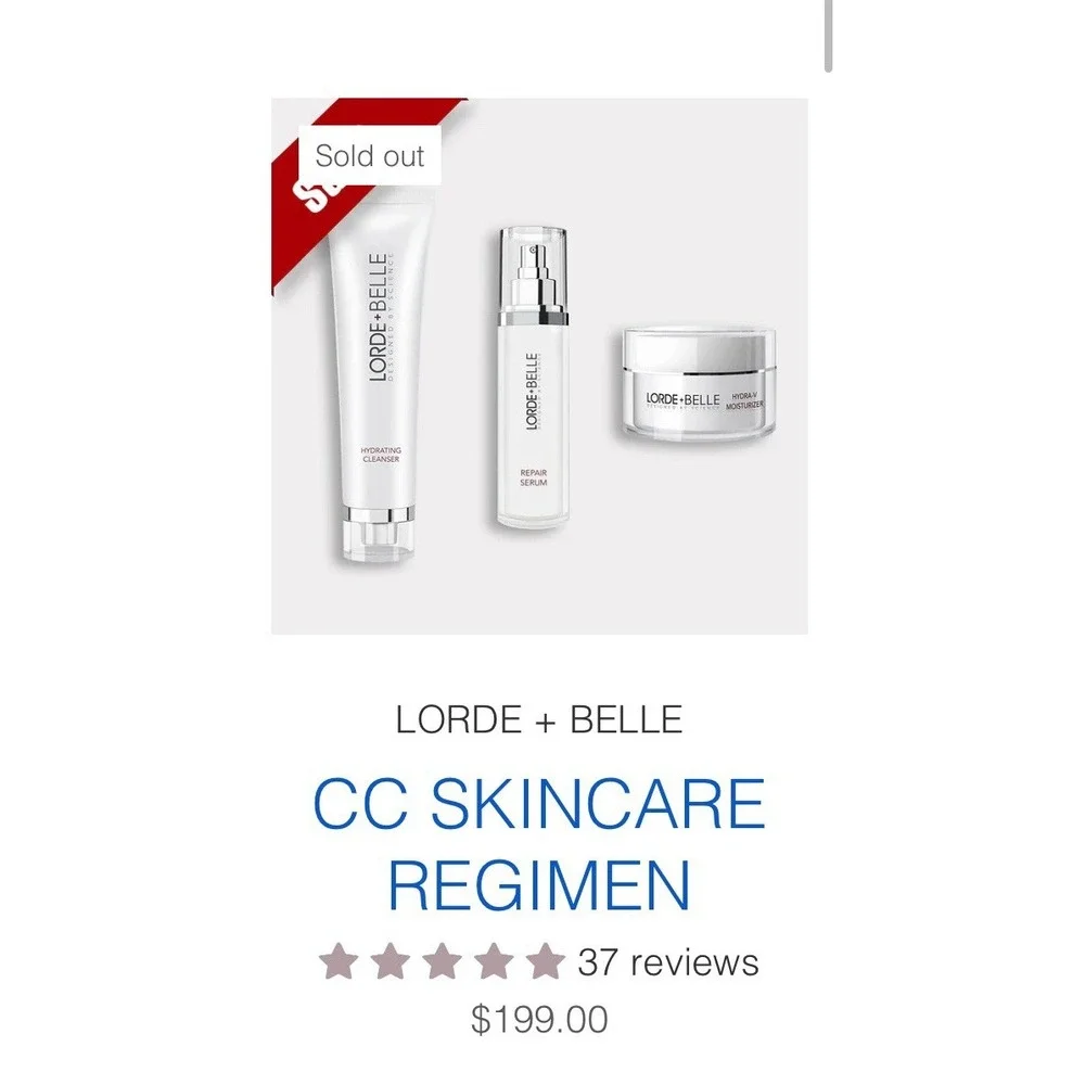 SKINCARE LORDE AND BELLE REGIMEN 3 Piece Set-Cleanser,‎ Moisturizer,Repair Serum